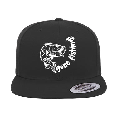 Gone Fishing Embroidered Flat Bill Cap